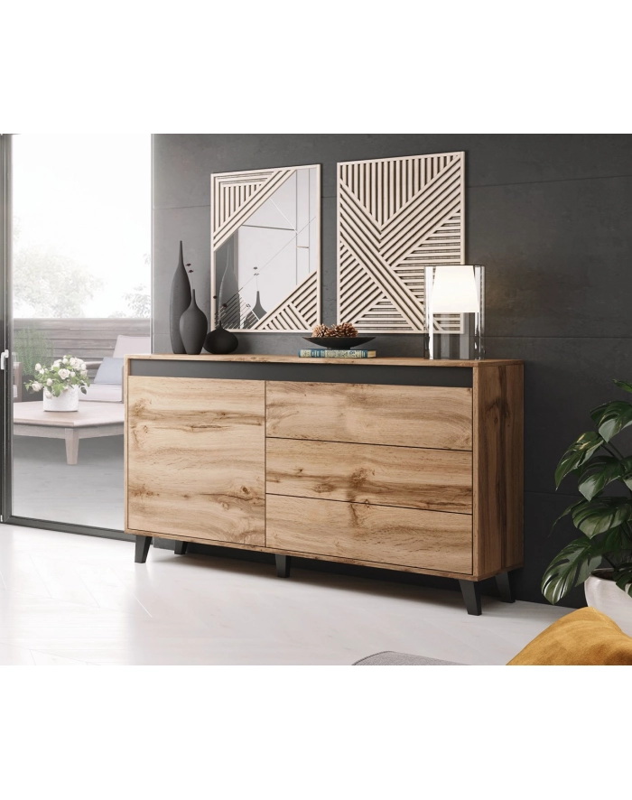 cama meble Komoda NORD 138cm dąb wotan/antracyt główny