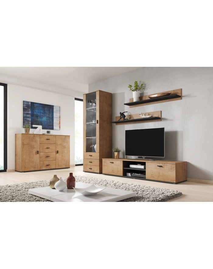 cama meble Komoda UNI dąb lefkas/ czarny główny