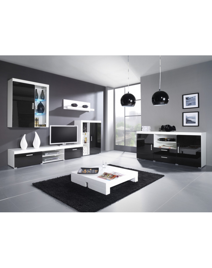 cama meble Witryna wisząca SAMBA (Unit 4) biały/czarny połysk główny