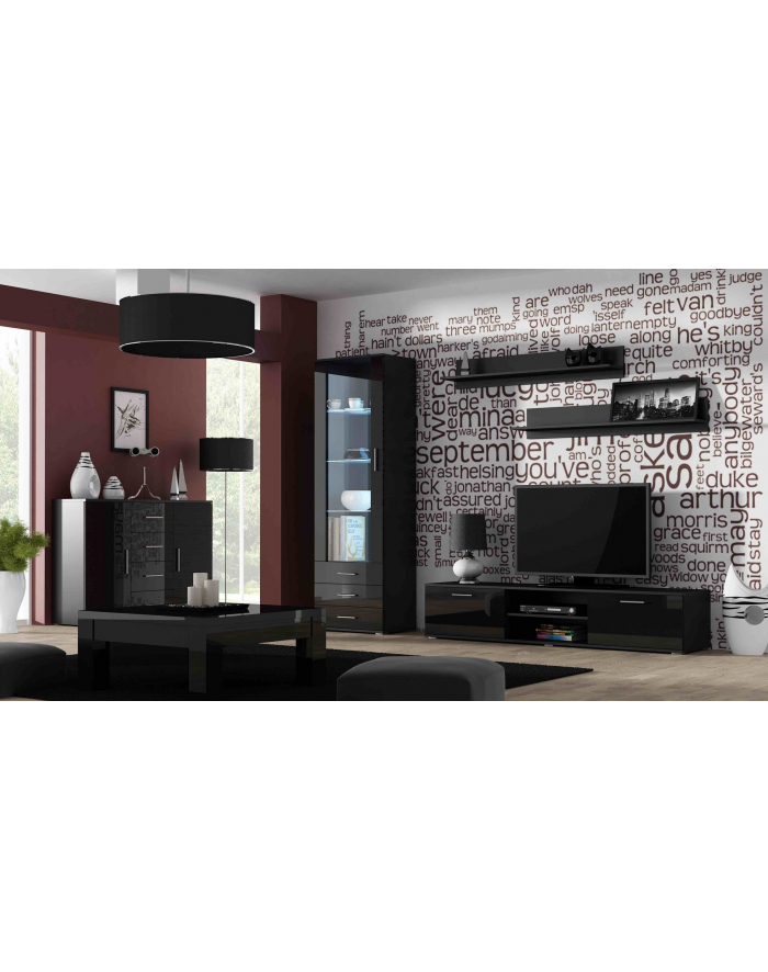 cama meble Witryna SOHO S1 czarny/ czarny połysk główny
