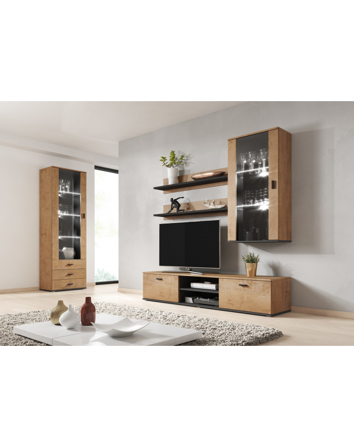 cama meble Witryna wisząca SOHO dąb lefkas+ czarny główny