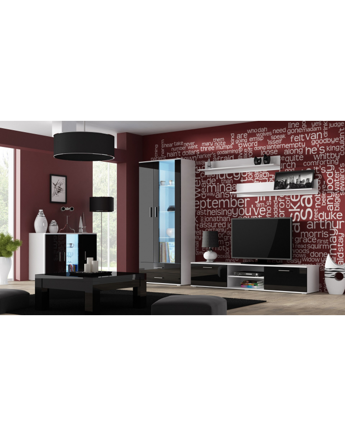 cama meble Witryna SOHO S6 2D2S biały/ czarny połysk główny