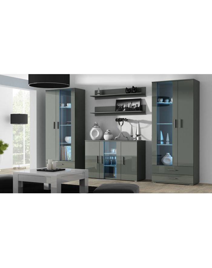 cama meble Witryna SOHO S6 2D2S szary/ szary połysk główny