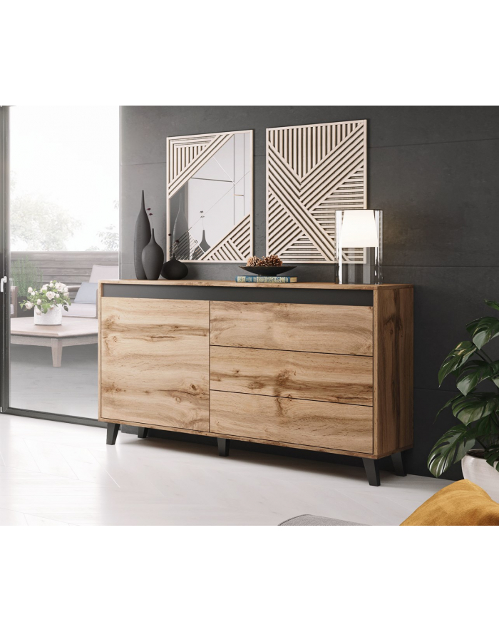 cama meble Komoda NORD 138cm dąb wotan/antracyt główny