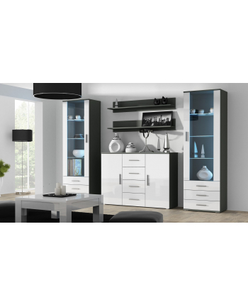 cama meble Komoda UNI szary/ biały połysk