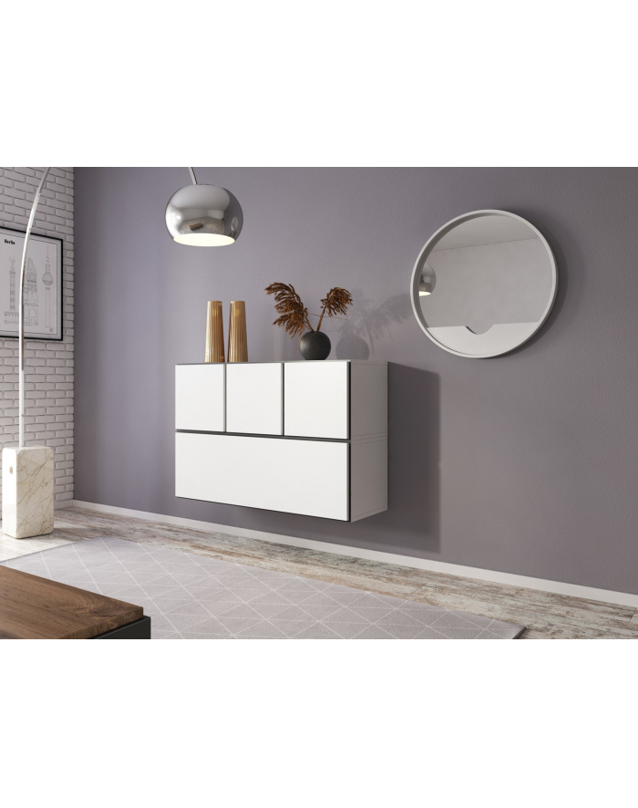 cama meble Zestaw ROCO 13 (RO1 + 3xRO5) biały/ czarny/ biały główny