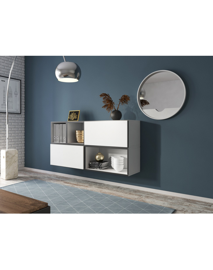 cama meble Zestaw ROCO 15 (RO4+2xRO3+2xRO6) biały/czarny/biały główny