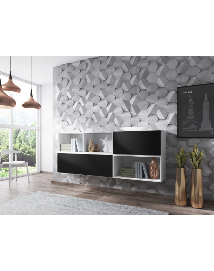 cama meble Zestaw ROCO 16 (RO1+RO2+RO3+RO4) biały/biały/czarny główny