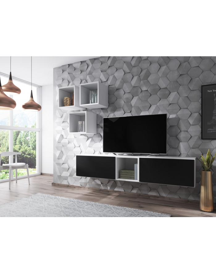 cama meble Zestaw ROCO 8 (2xRO3 + 4xRO6) biały/ biały/ czarny główny