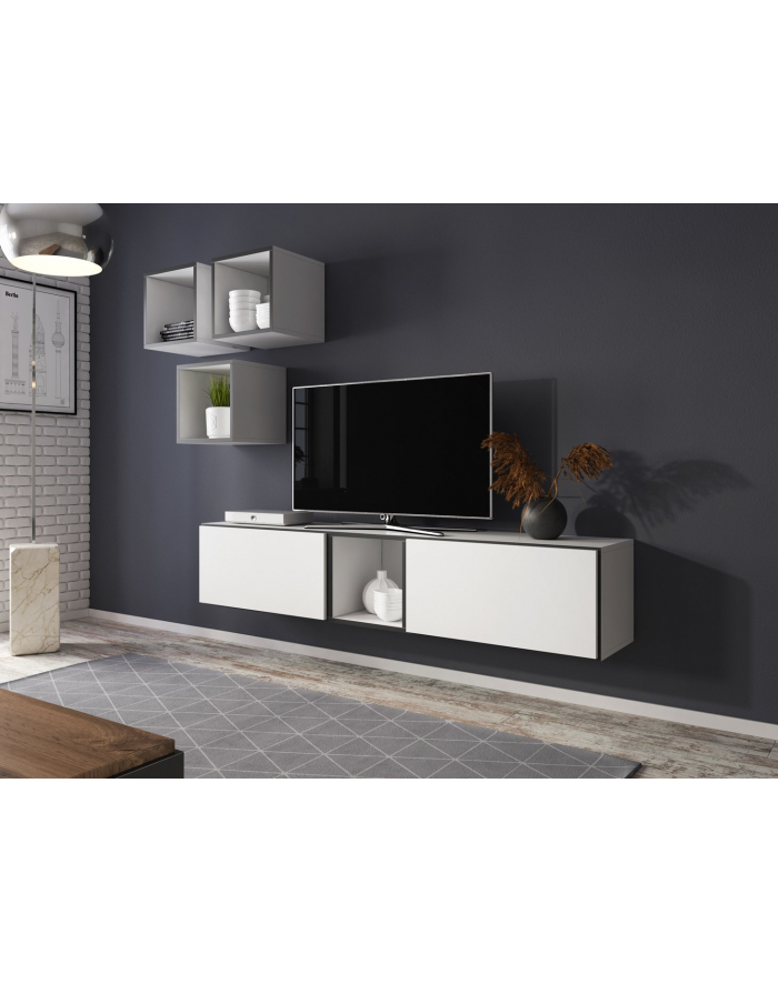 cama meble Zestaw ROCO 8 (2xRO3 + 4xRO6) biały/ czarny/ biały główny