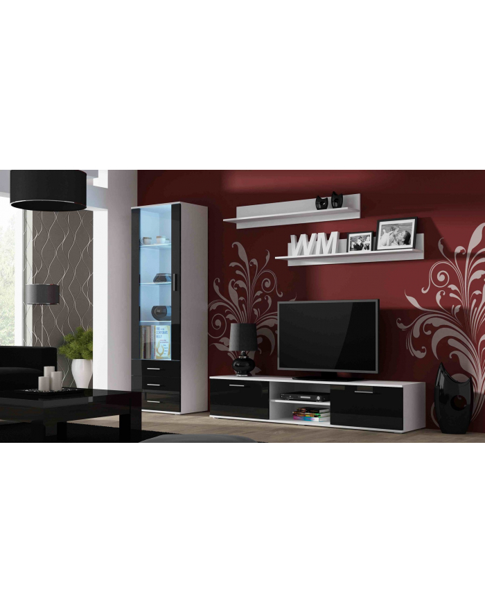 cama meble Zestaw SOHO 1 (RTV180 + Wit S1 + Półki) BI/CZ POŁ główny