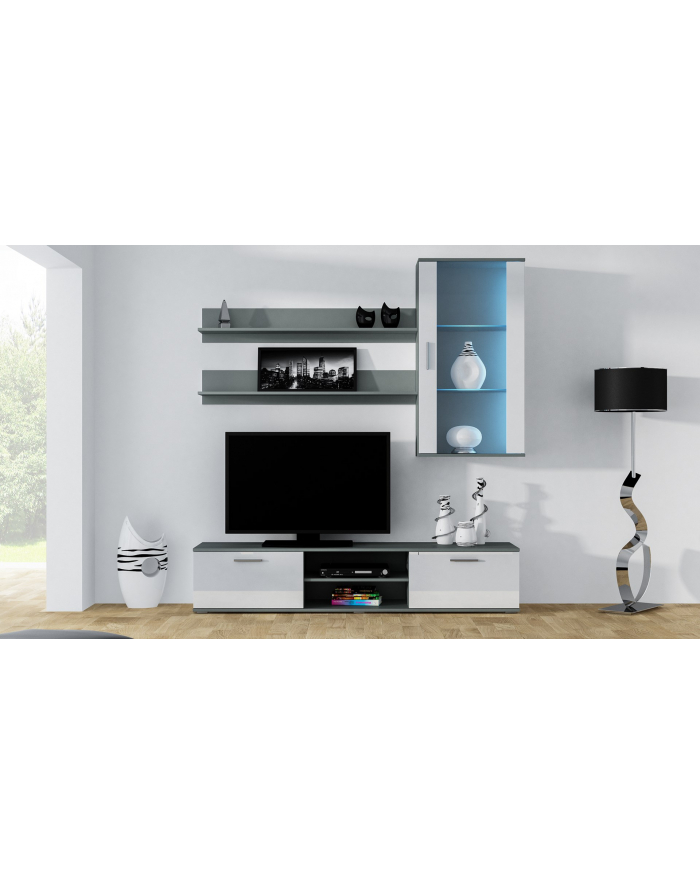 cama meble Zestaw SOHO 5 (RTV180 + WitWisz + Półki) SZ/BI POŁ główny