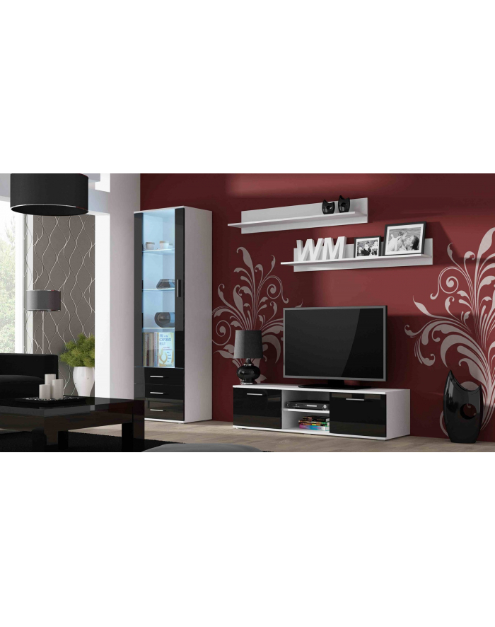 cama meble Zestaw SOHO 7 (RTV140 + Wit S1 + Półki) BI/CZ POŁ główny
