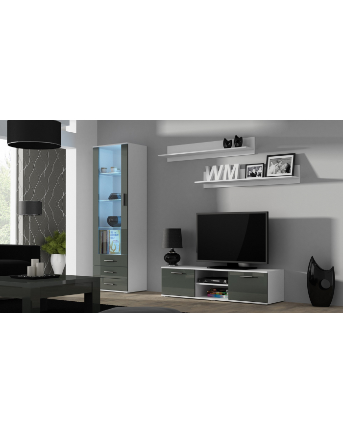 cama meble Zestaw SOHO 7 (RTV140 + Wit S1 + Półki) BI/SZ POŁ główny
