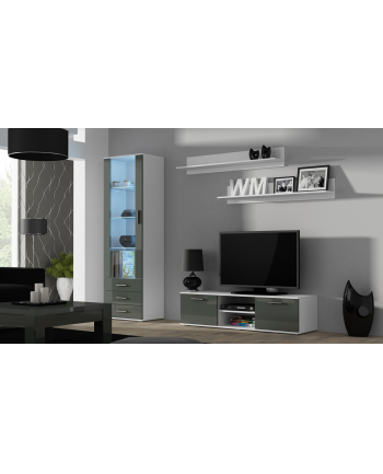 cama meble Zestaw SOHO 7 (RTV140 + Wit S1 + Półki) BI/SZ POŁ