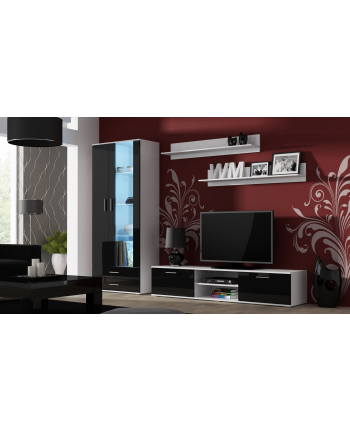 cama meble Zestaw SOHO 8 (RTV180 + Wit S6 + Półki) BI/CZ POŁ nr 1