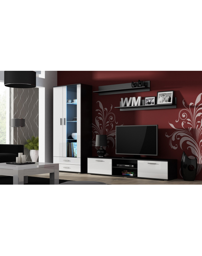 cama meble Zestaw SOHO 8 (RTV180 + Wit S6 + Półki) CZ/BI POŁ główny