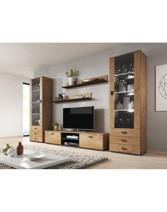 cama meble Półka 125cm (2szt) SOHO dąb lefkas + czarny główny