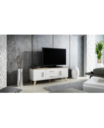 cama meble RTV LOTTA 140 2D2S biały+ dąb sonoma nr 2