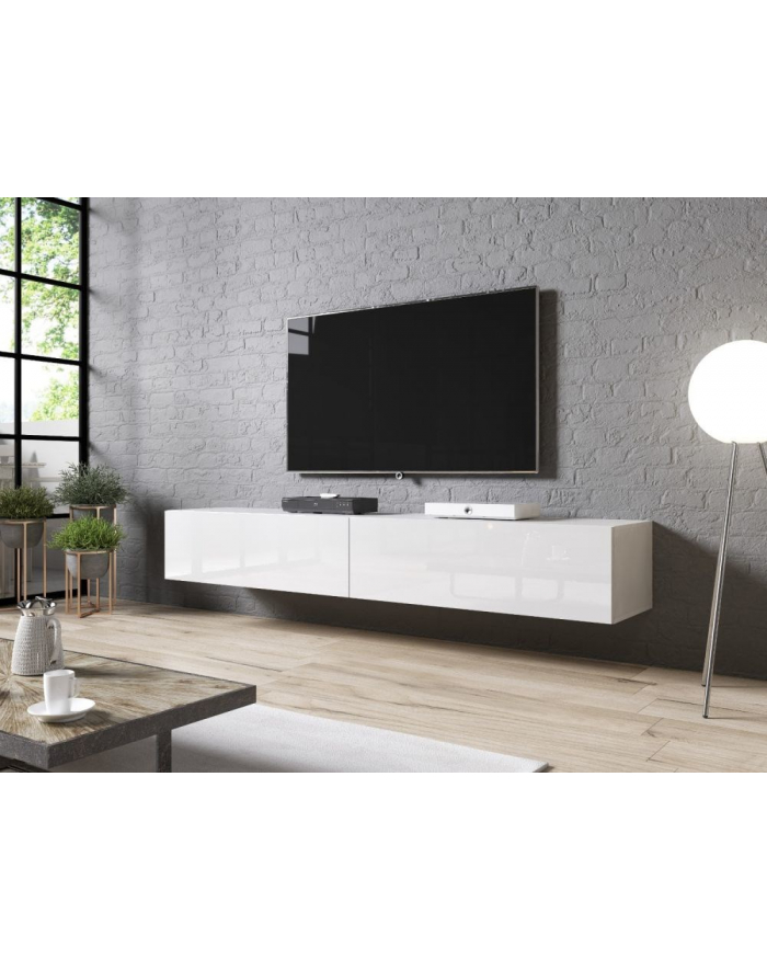 cama meble Szafka RTV SLID-E 200 cała w białym połysku główny