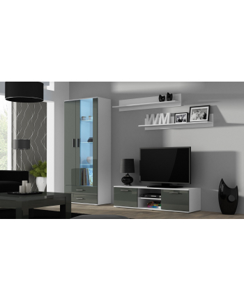 cama meble Szafka RTV SOHO 140 biały/ szary połysk nr 2