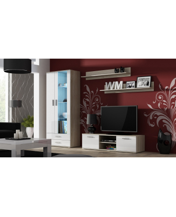 cama meble Szafka RTV SOHO 140 dąb sonoma/ biały połysk nr 2