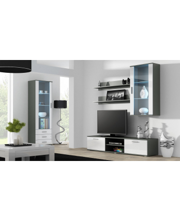 cama meble Szafka RTV SOHO 180 szary/ biały połysk nr 2