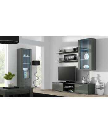cama meble Szafka RTV SOHO 180 szary/ szary połysk nr 1