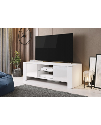 cama meble Szafka RTV WEST 42/130/42 biały/ biały połysk nr 2