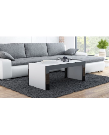 cama meble Stolik/ława TESS 120 biały/ czarny połysk nr 2