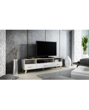 cama meble RTV LOTTA 180 3S3K biały+ dąb sonoma nr 2