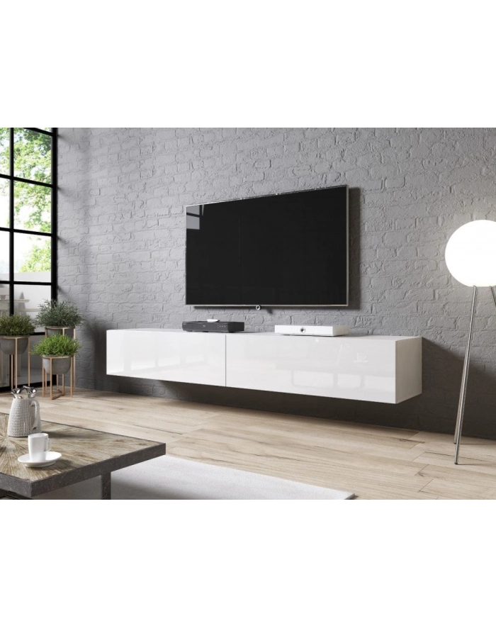 cama meble Szafka RTV SLID-E 200 cała w białym połysku główny