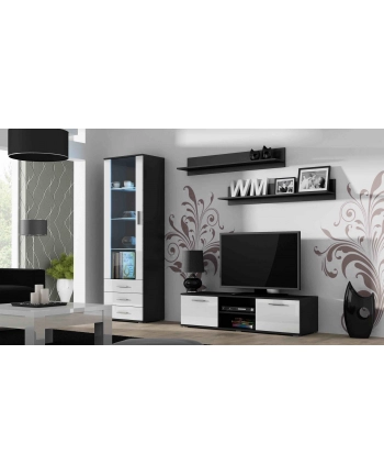 cama meble Szafka RTV SOHO 140 czarny/ biały połysk nr 2