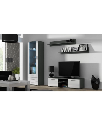 cama meble Szafka RTV SOHO 140 szary/ biały połysk nr 2