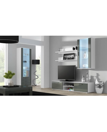 cama meble Szafka RTV SOHO 180 biały/ szary połysk nr 1