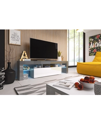 cama meble Szafka RTV TORO 158 szary/ biały połysk nr 1