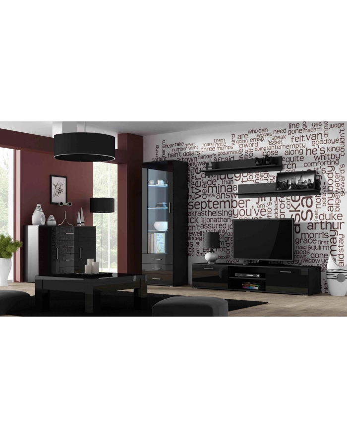 cama meble Witryna SOHO S1 czarny/ czarny połysk główny
