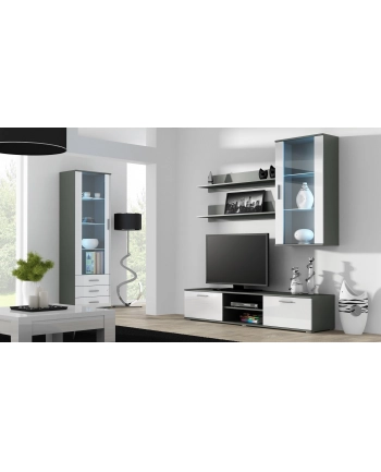 cama meble Witryna SOHO S1 szary/ biały połysk