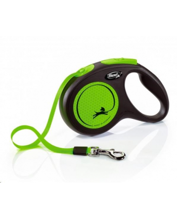 FLEXI Smycz automatyczna NEW NEON taśma M 5m zielona