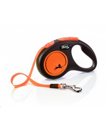 FLEXI Smycz automatyczna New Neon S taśma 5 m kol pomarańczowy