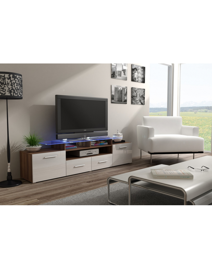 cama meble Szafka RTV EVORA 200 śliwa/biały połysk główny