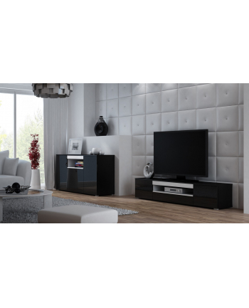 cama meble Szafka RTV VIVA 180 czarny/ czarny połysk+ biały nr 1