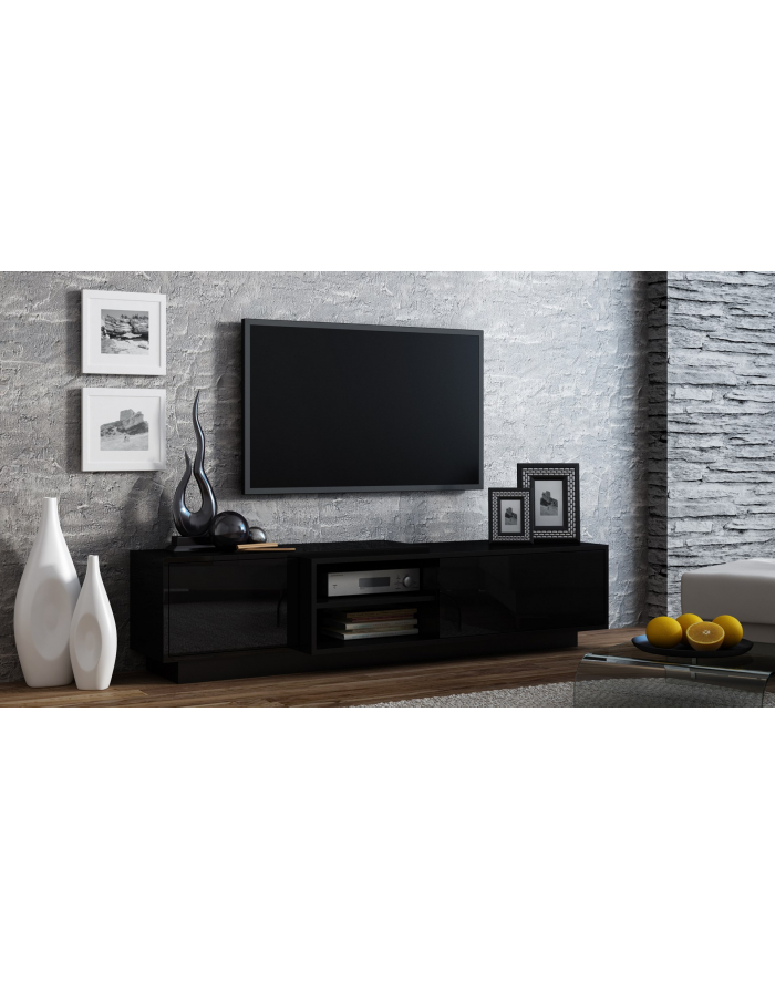 cama meble Szafka RTV SIGMA1 180 czarny/czarny połysk główny