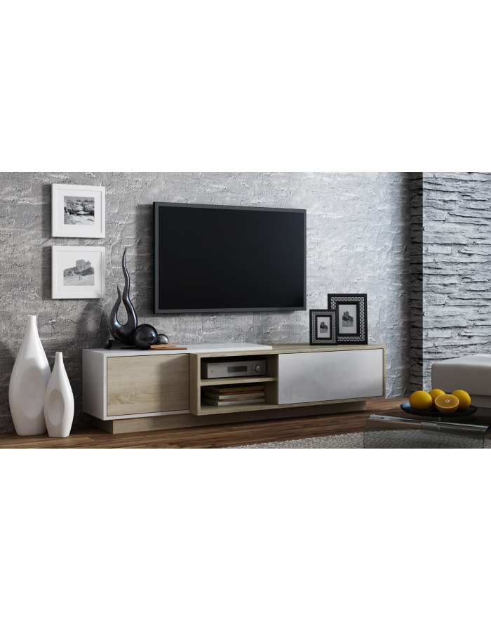 cama meble Szafka RTV SIGMA1 180 sonoma/biały połysk główny