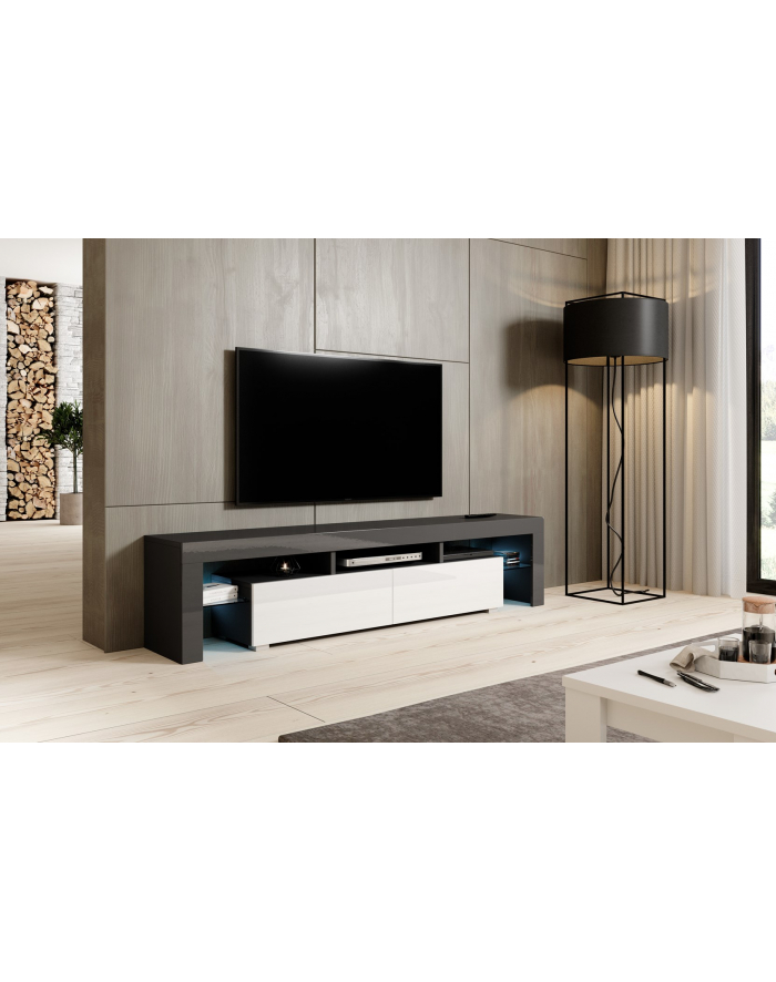 cama meble Szafka RTV TORO 200 szary/ biały połysk główny