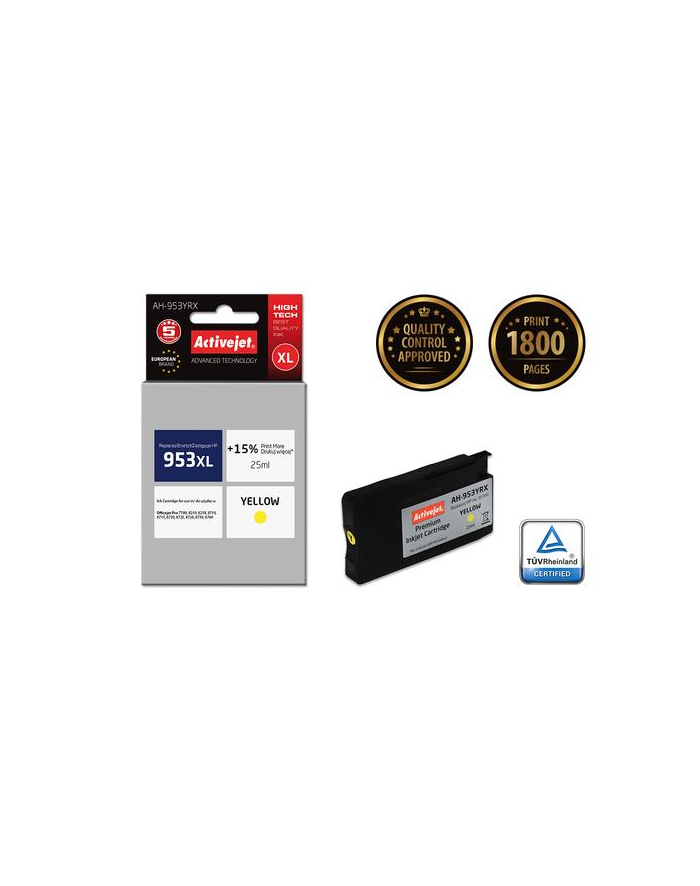 Tusz Activejet AH-953YRX (zamiennik HP 953XL F6U18AE; Premium; 25 ml; żółty) główny