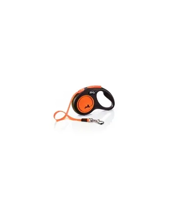 FLEXI Smycz automatyczna New Neon S taśma 5 m kol pomarańczowy