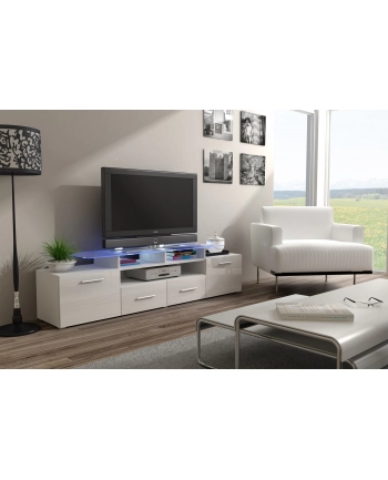 cama meble Szafka RTV EVORA 200 biały/biały połysk nr 2