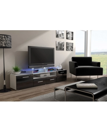 cama meble Szafka RTV EVORA 200 biały/czarny połysk nr 1