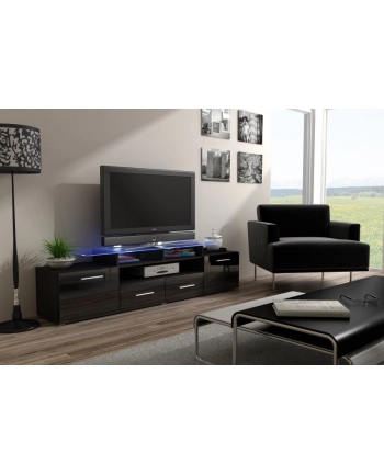 cama meble Szafka RTV EVORA 200 wenge/czarny połysk nr 2